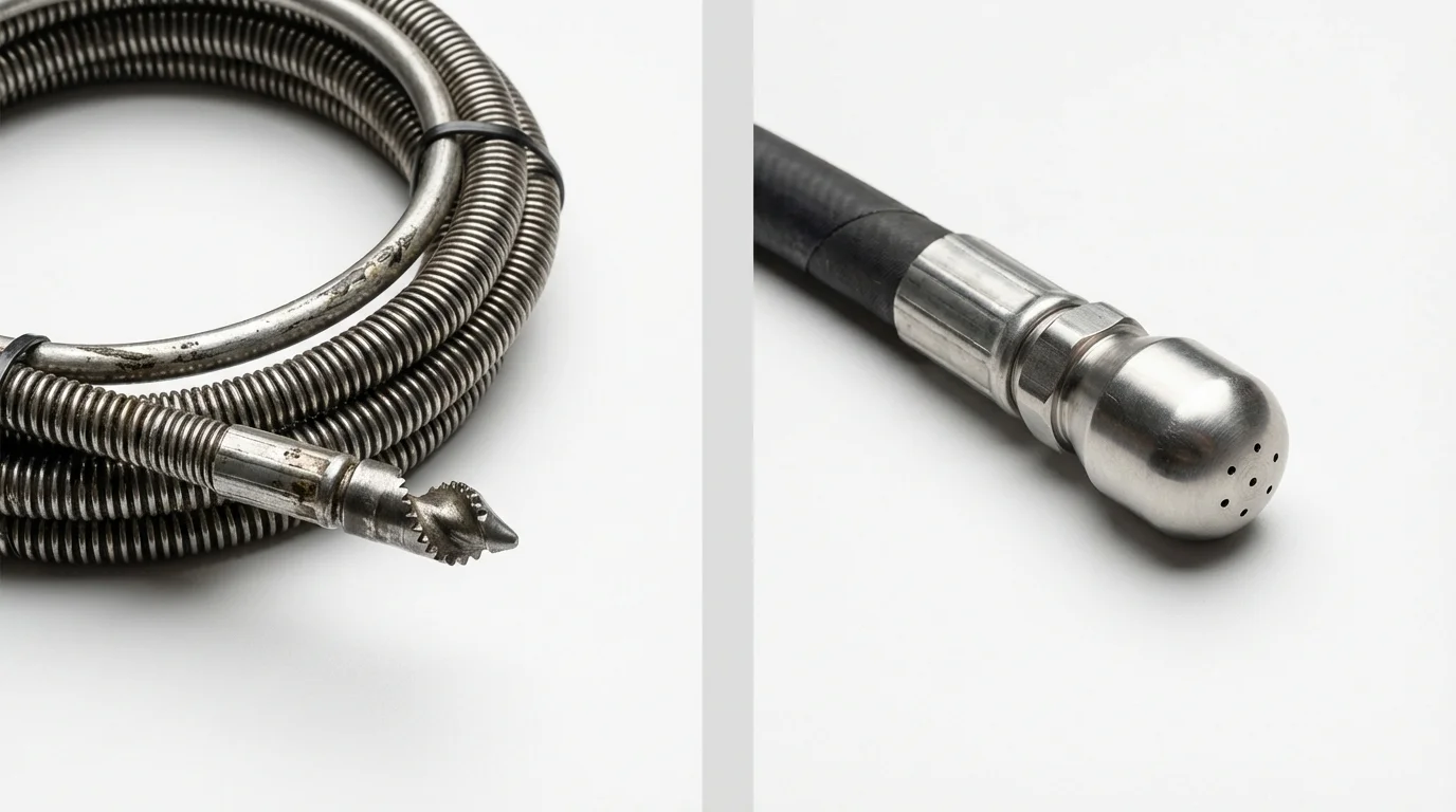 Drain snake cable and hydro jetting nozzle used for drain cleaning in Blountstown, FL