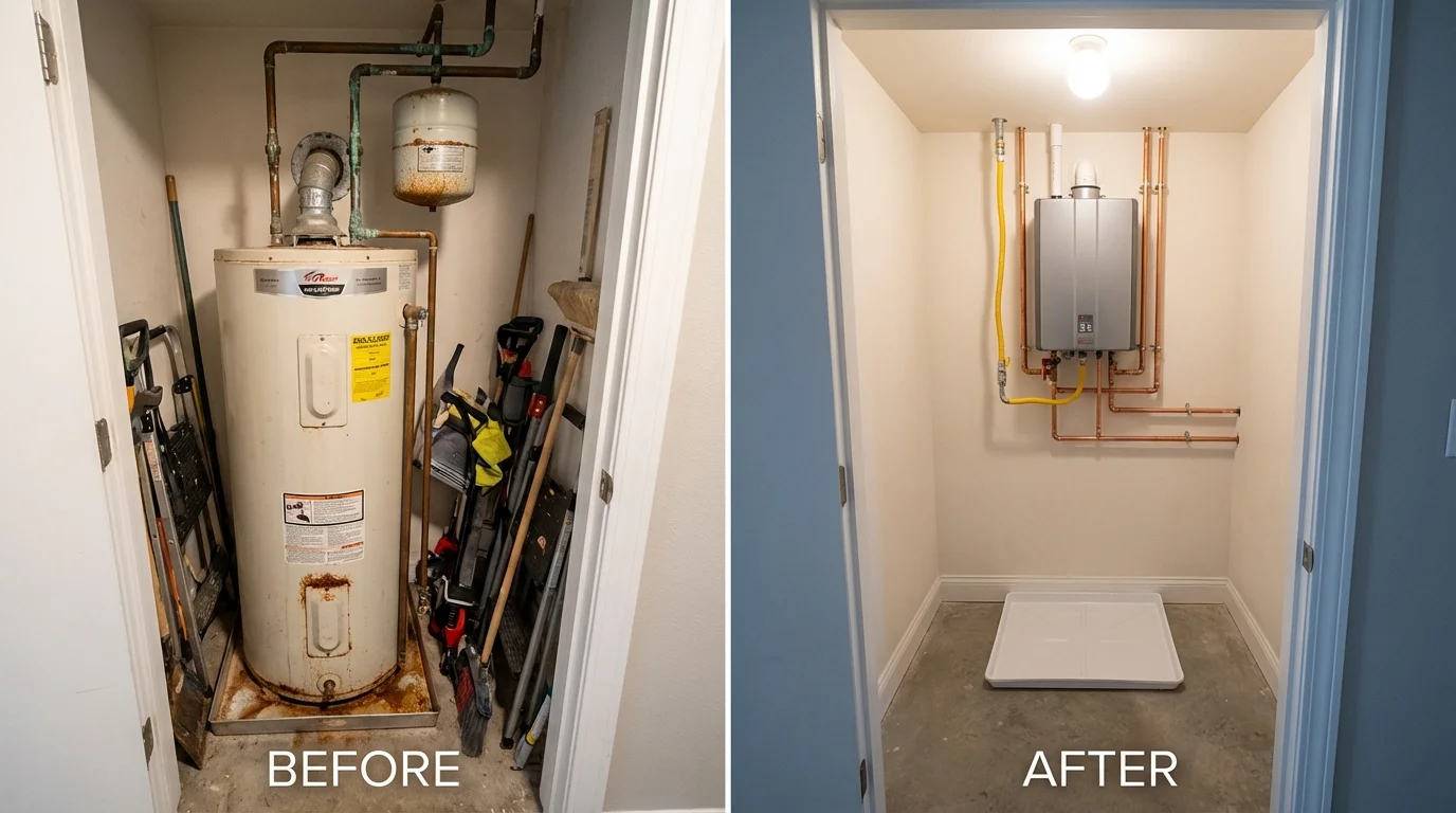Tank water heater versus wall-mounted tankless unit comparison for Blountstown, FL homeowners